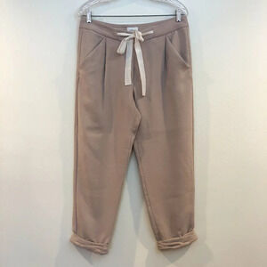 Wilfred Paperbag Cropped Polyester Silk High Waist Cream Tie Waist Dress Pants 6